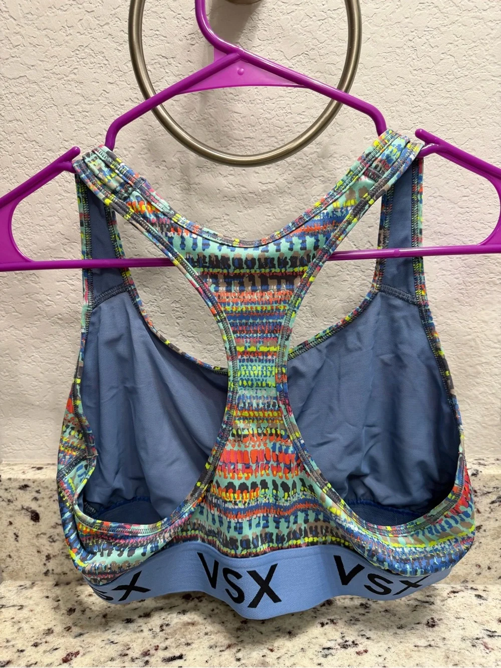 Victoria’s Secret VSX Sport Blue Abstract Print Racerback Sports Bra XL